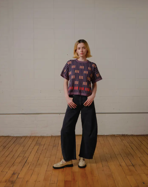 Bauhaus Short Sleeve Sweater Tee in Rhodolite