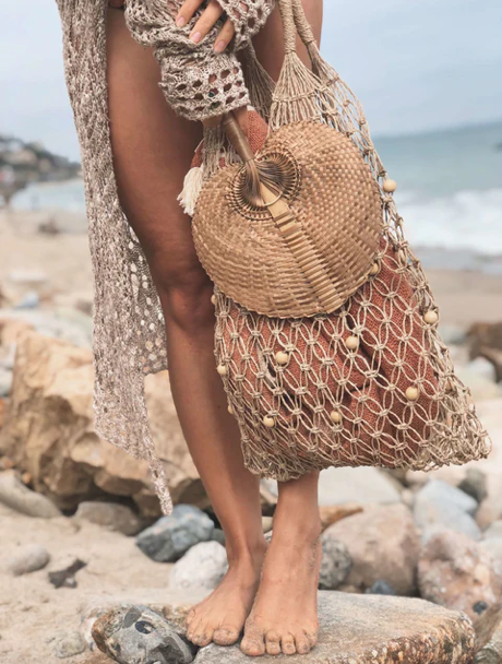 Handwoven Palm Leaf Fan, Honey Brown