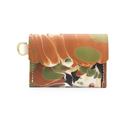 Dot Wallet in Marbled Olive Grove