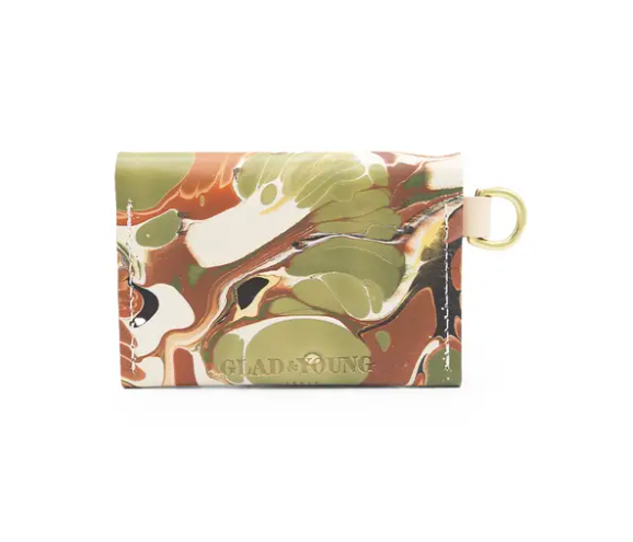 Dot Wallet in Marbled Olive Grove