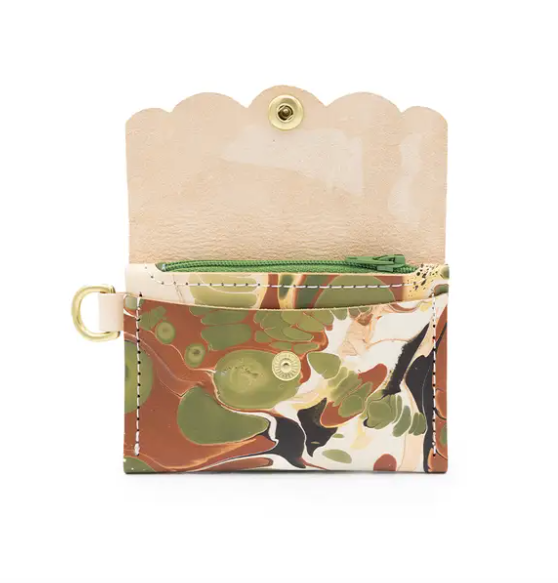 Dot Wallet in Marbled Olive Grove