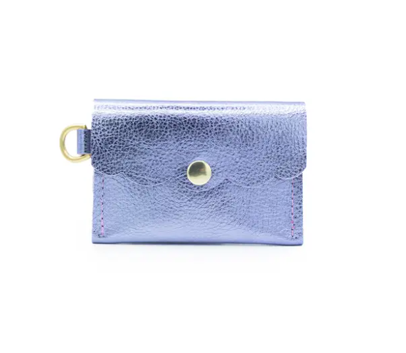 Dot Wallet in Metallic Purple Leather