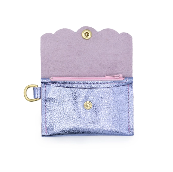 Dot Wallet in Metallic Purple Leather