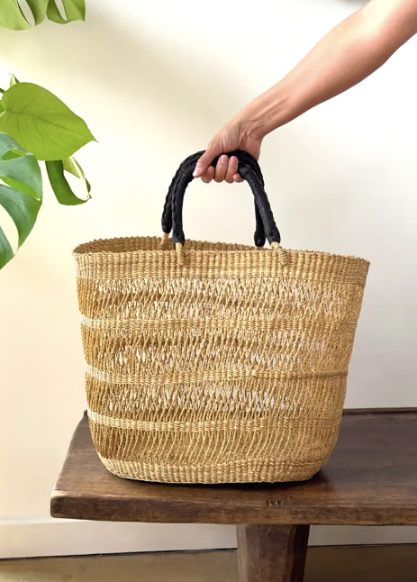 Handwoven African Market Tote Bag in Natural