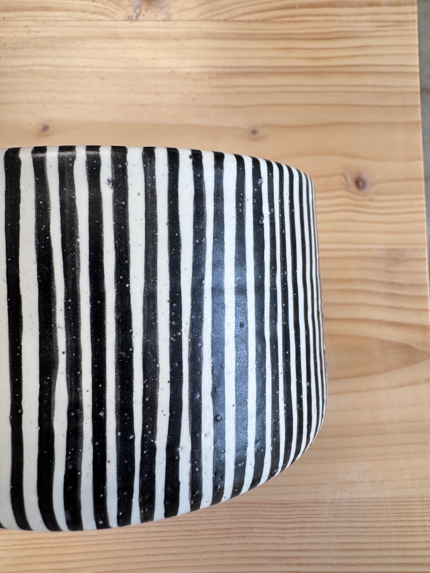 Black Stripe Ceramic Planter