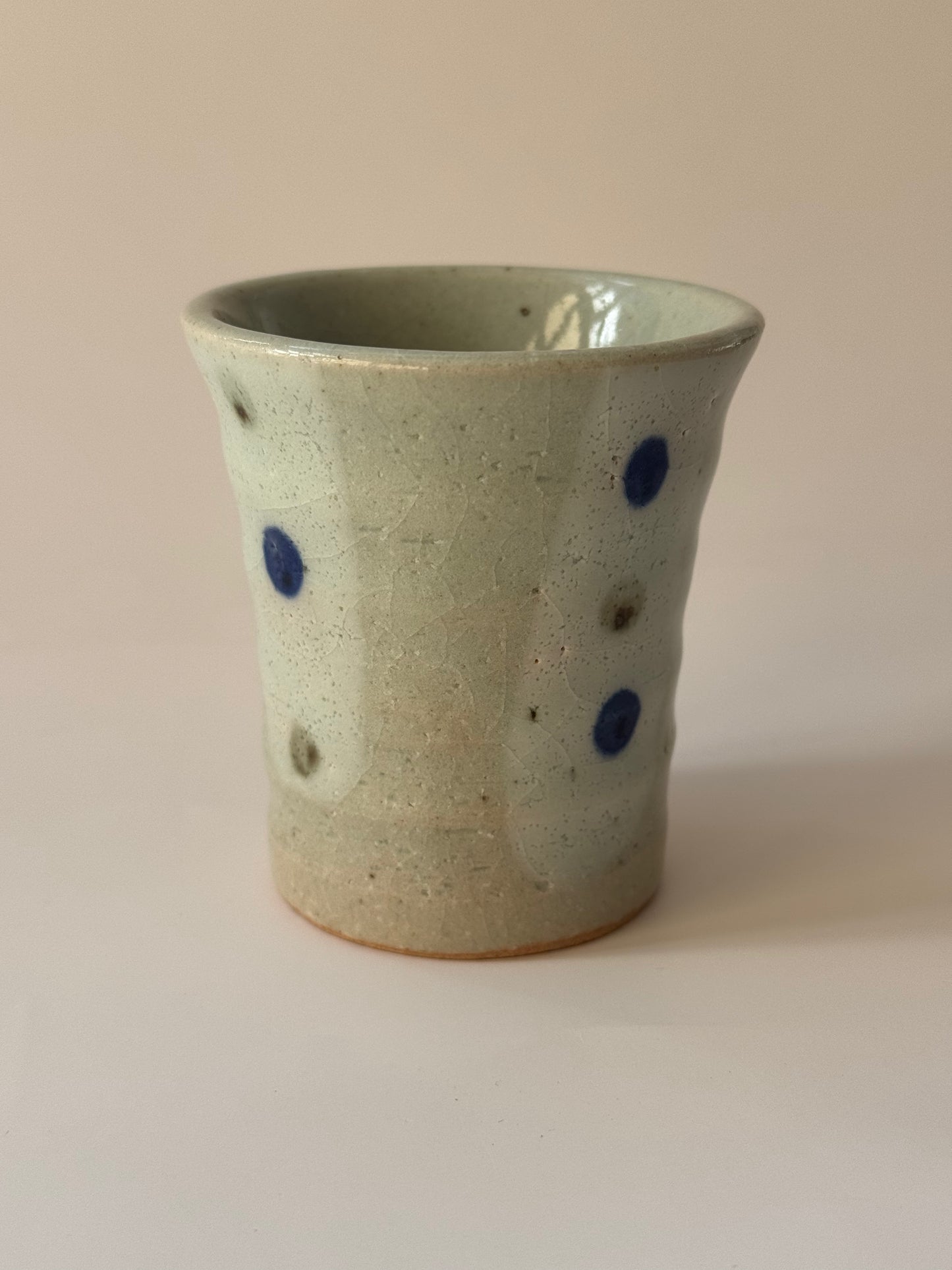 Mini Japanese Cup- Blue & Jade Dot