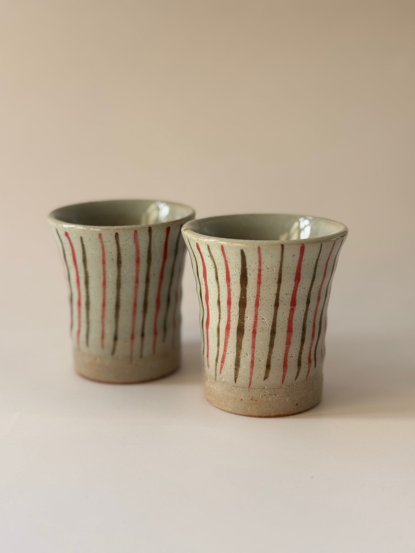 Mini Japanese Cup- Tokusa Red Stripe