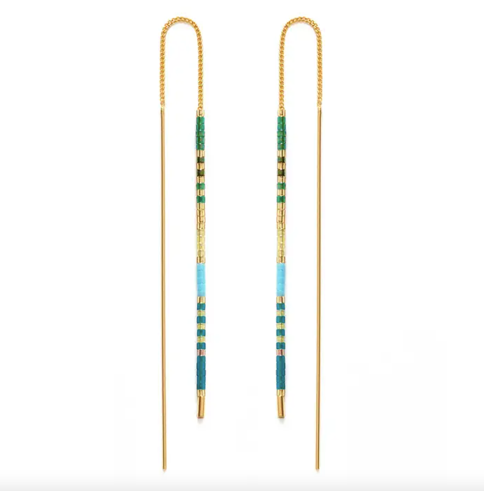 Japanese Seed Bead Earrings in Seashore