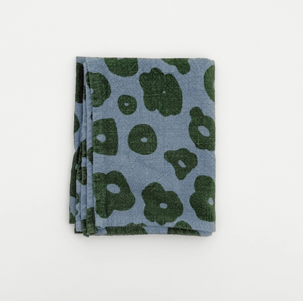 Celeste Tea Towel in Grass & Stone Blue