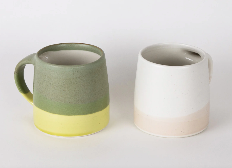 Coffee Mug in White & Pink Beige