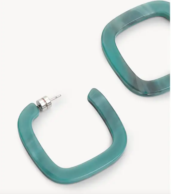 Midi Square Hoops in Jadeite
