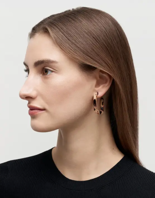 Midi Square Hoops in Baja Tortoise