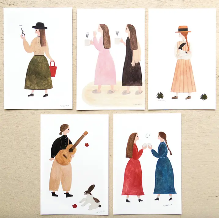 'Rabbit with Guitar' Postcard Writing Pad by Nekutai