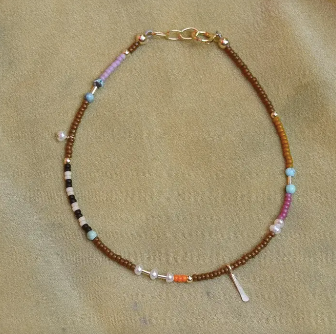 Dainty Seed Bead Bracelet in Brown