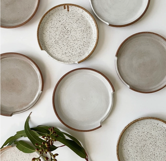 Handmade Ceramic Spoon Rest, Speckled
