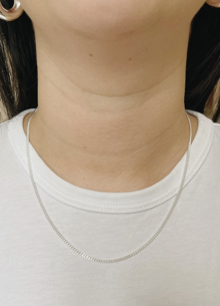 Thin Curb Necklace in Sterling Silver