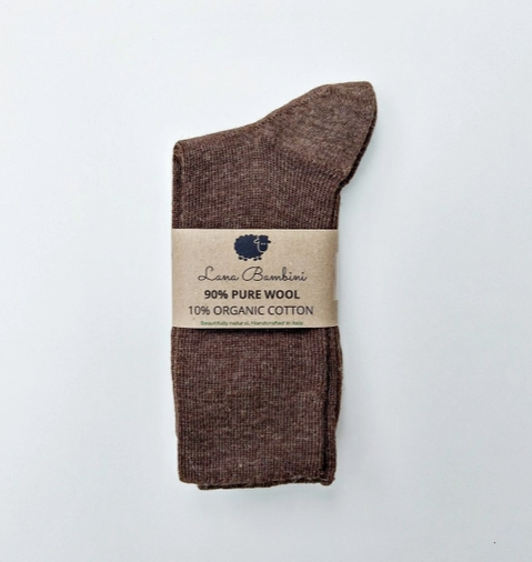 Chocolate Wool/Cotton Blend Socks