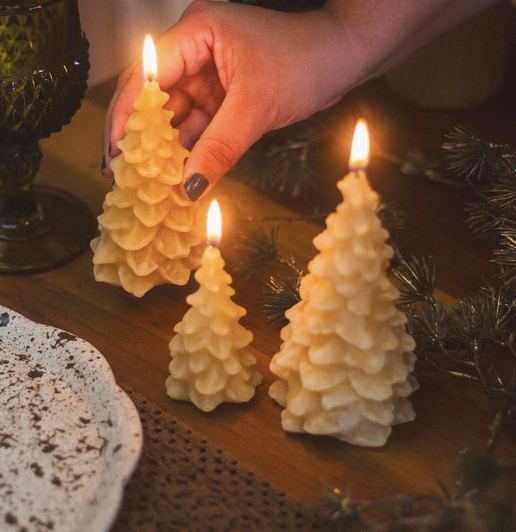Evergreen Tree Beeswax Candles