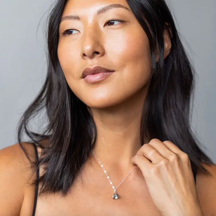 Bell Flower Charm Necklace in Sterling Silver