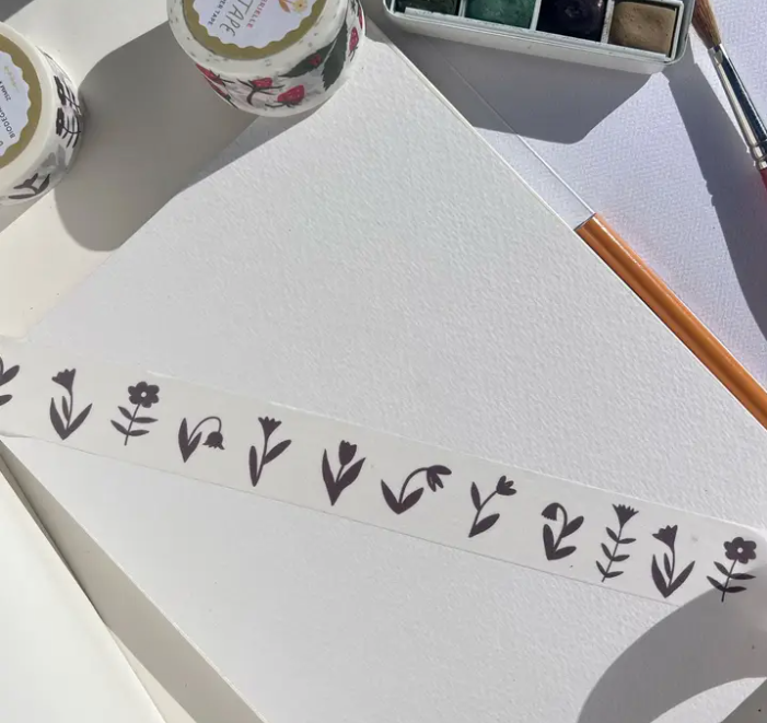 Brown Flowers Washi Tape