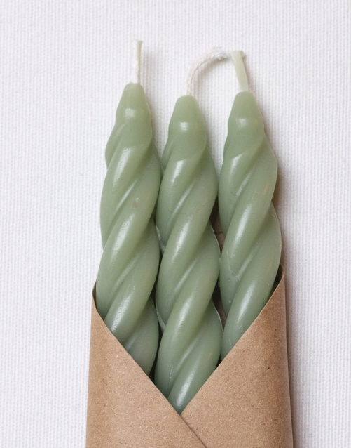 Beeswax Spiral Taper Set, Sage