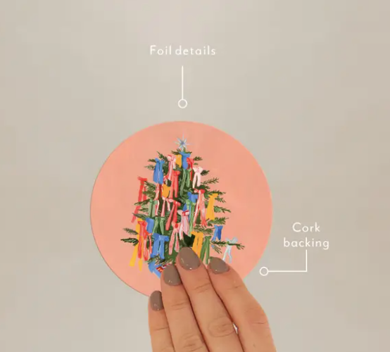 Christmas Bows Coaster Set