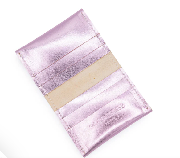 Leather Card Case in Sakura Pink