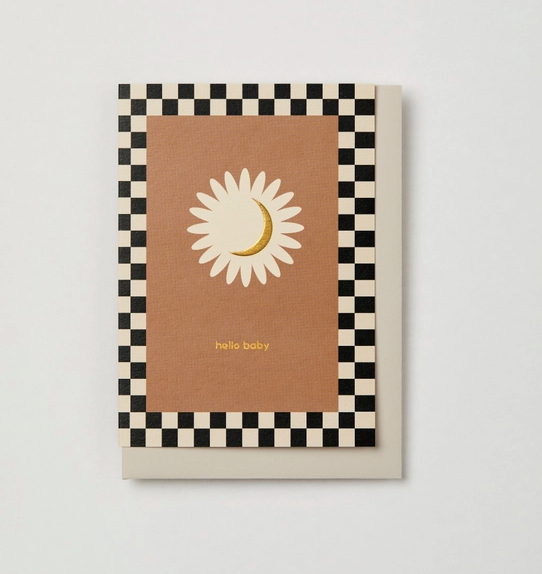 'Hello Baby' Gold Foil Moon Card