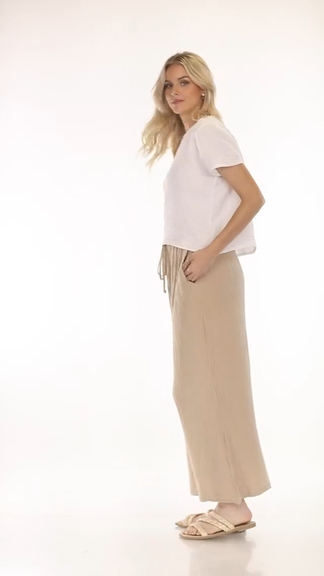 Cropped Cotton Gauze Tee