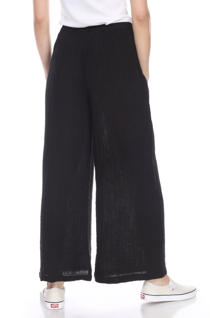 Cotton Gauze Palazzo Pant in Black