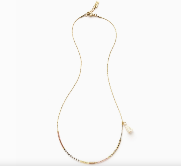 Japanese Seed Bead Necklace, Champagne