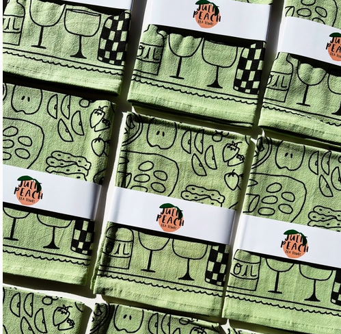 Picnic Tea Towel in Sage Green