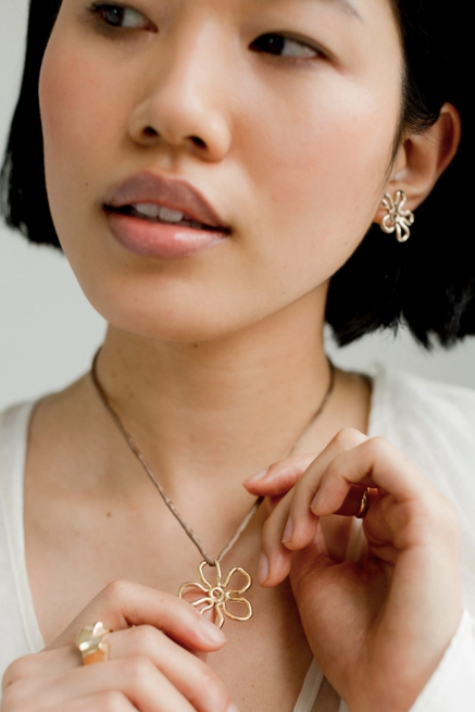 Flora Necklace with Mocha Raw Silk Cord