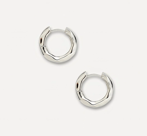 Petite Wavy Hoops in Silver