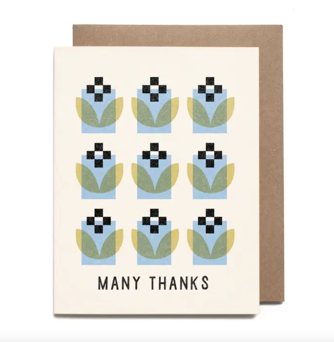 Many Thanks Flower Grid Card