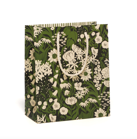 Olive Wild Flowers Gift Bag- Medium