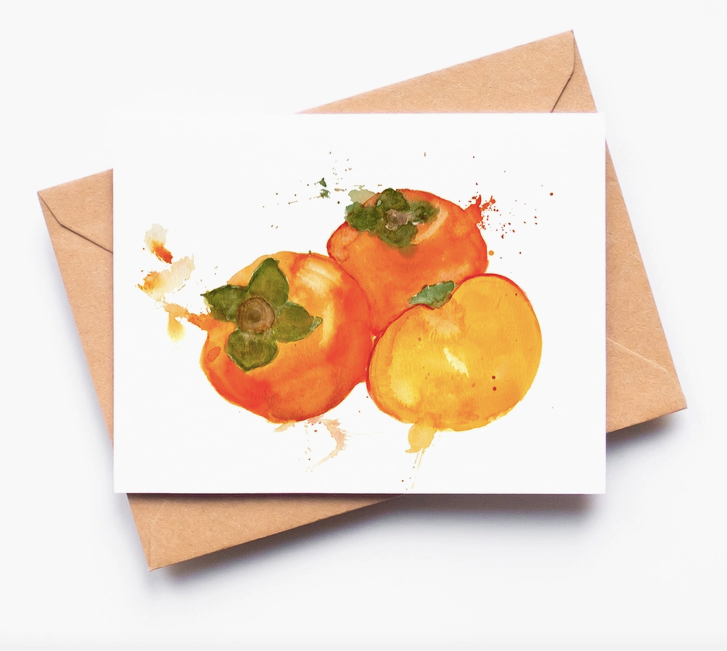 Persimmon Watercolor Greeting Card
