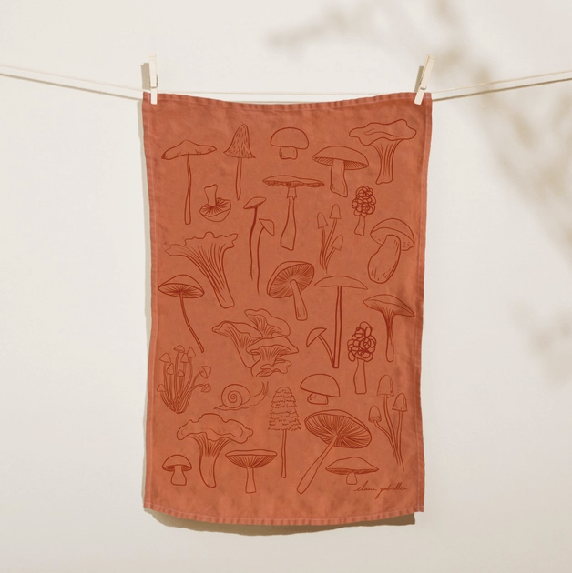 Mushrooms Linen Tea Towel