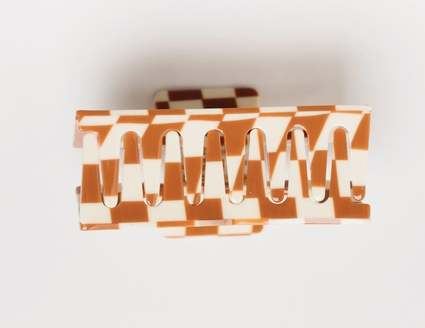 Brown Checkerboard Hair Claw
