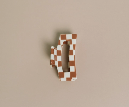 Brown Checkerboard Hair Claw