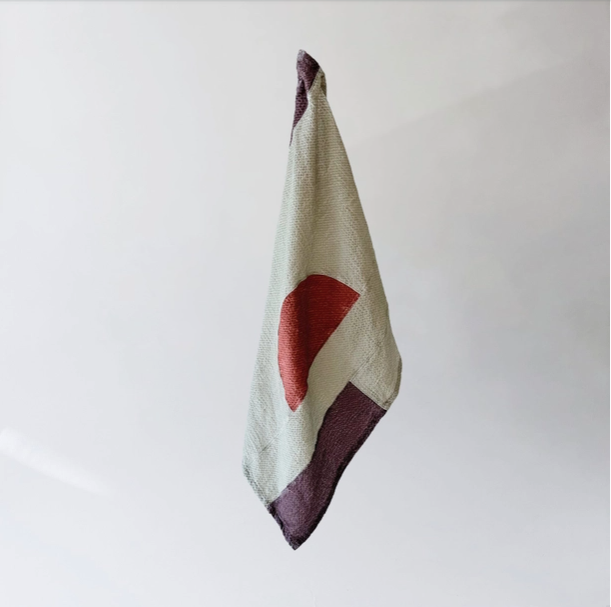 Handmade Quilt Tea Towel, Fog & Plum