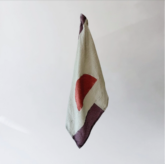 Handmade Quilt Tea Towel, Fog & Plum