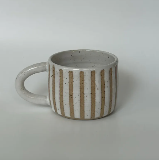Striped Wide Mug, White