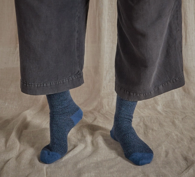 Fine Merino Wool Socks in Blue