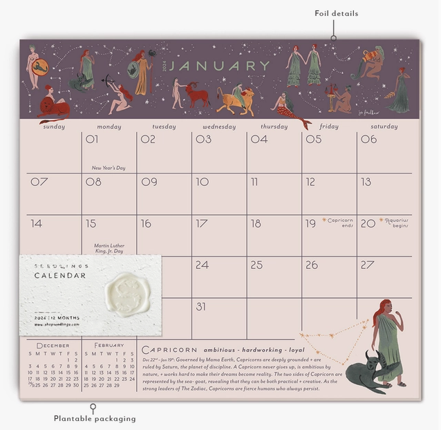 Astrological Ladies 2024 Calendar Pad