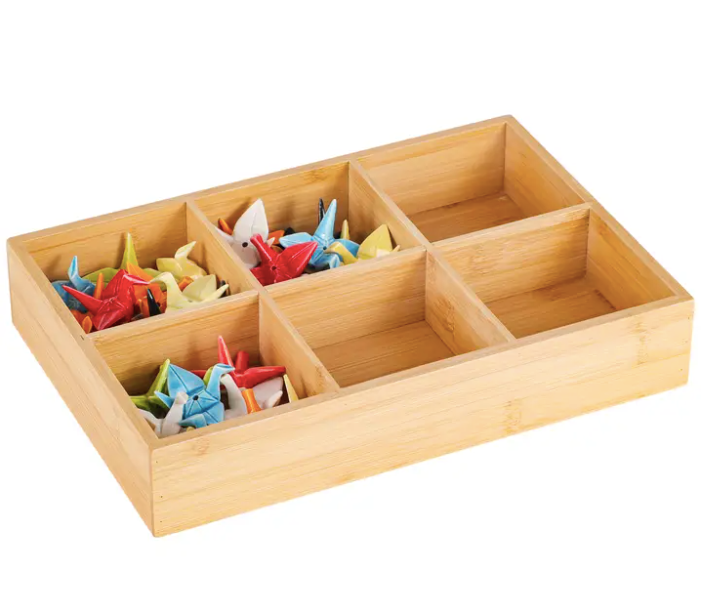 6 Compartment Bamboo Display Tray