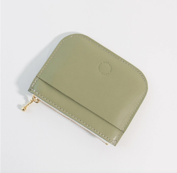 Leather Mini Wallet, Sage