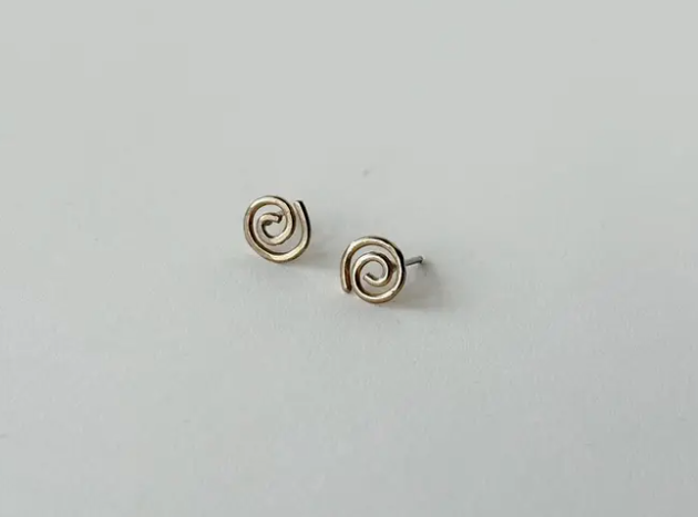 Spiral Charm Earrings in Bronze