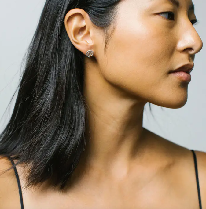 Spiral Charm Earrings in Sterling Silver