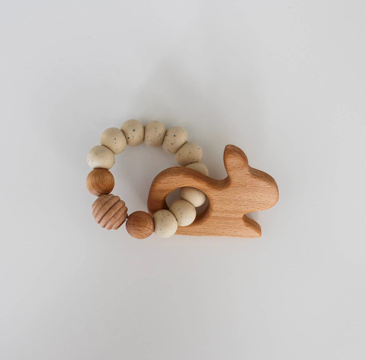 Teething Rattle, Wooden Bunny